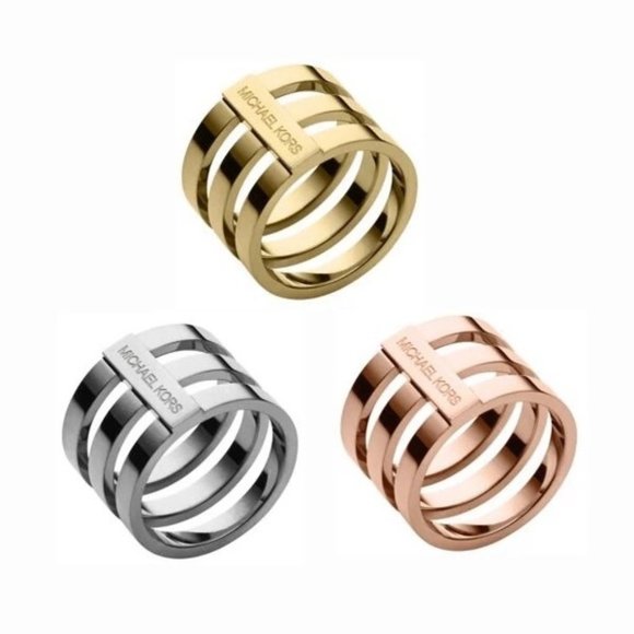 Rose Gold Michael Kors Tri Stack Open Bar Ring - Picture 5 of 8